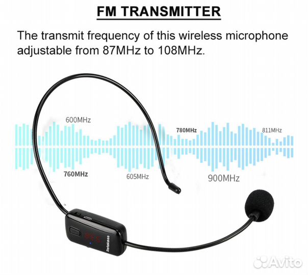 Радио Микрофон FM 87-108 мгц для ведущего, гида