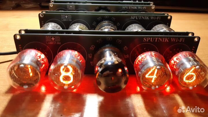 Ламповые часы Спутник WiFi, ин-4 + декатрон ог4