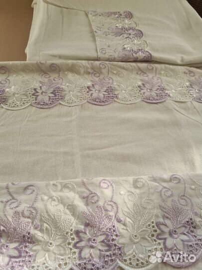 Комплект белого постельного белья 1.5