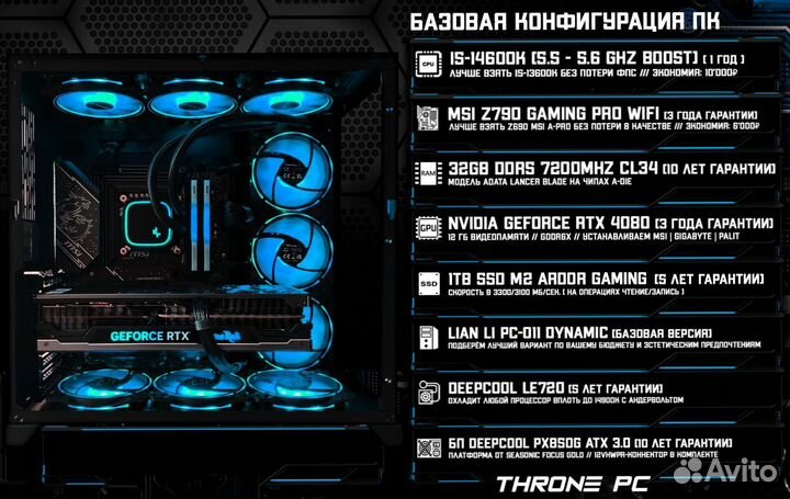 Игровой пк RTX 4080/ 14600K/ 32gb DDR5 7200 MHz