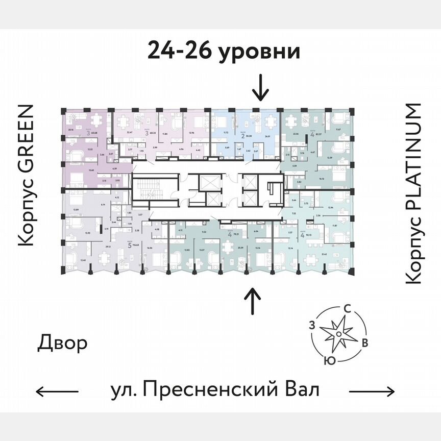 3-к. квартира, 68,3 м², 25/27 эт.