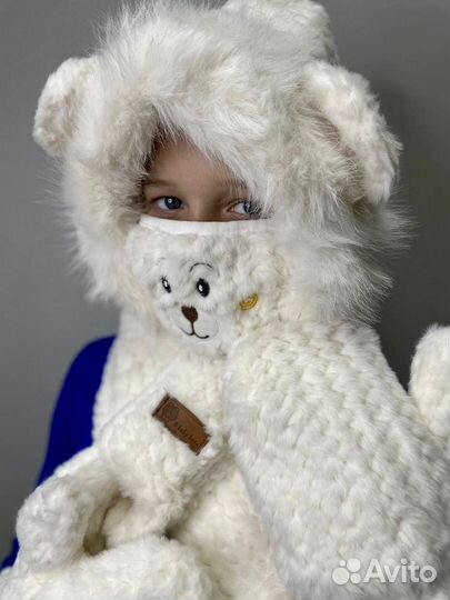 Шапка зимняя меховая женская ушанка комплект