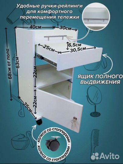 Тележка косметологическая, стеллаж