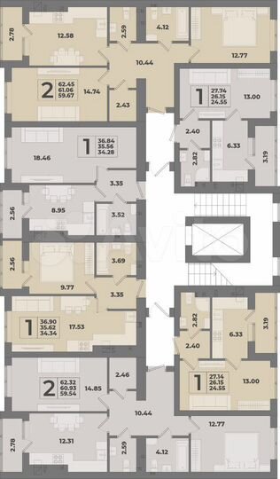 2-к. квартира, 62,3 м², 5/10 эт.