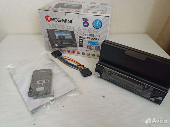 Автомагнитола Bos-Mini BT/Siri с держат. телефона