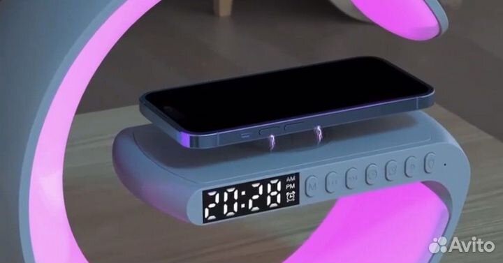 Лампа светодиодная, беспроводная зарядка музыкальн