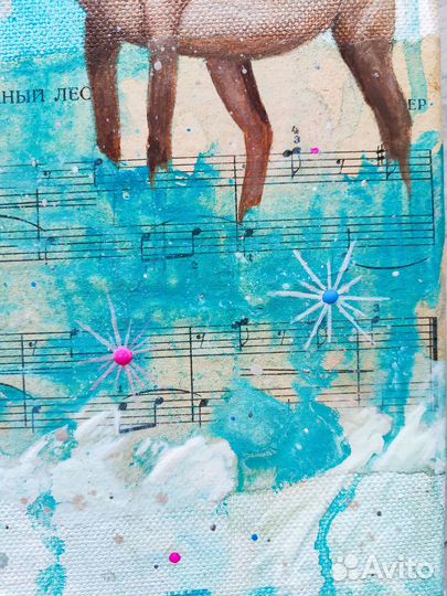 Современная картина коллаж абстракция Олень