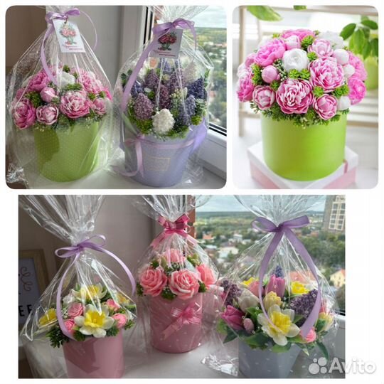 Букет цветов пионы сирень розы, нарциссы