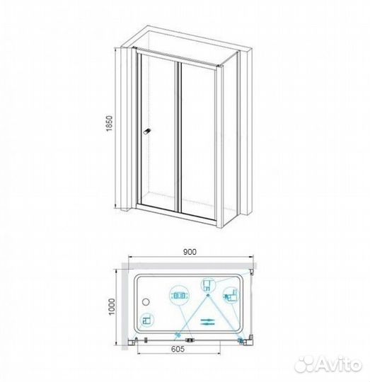 Душевой уголок RGW Classic CL-41 (CL-21+Z-050-1) 90x100