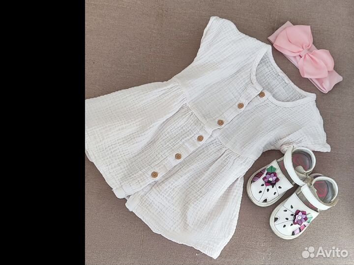 Муслиновые комплекты на девочку 74-80 см на лето