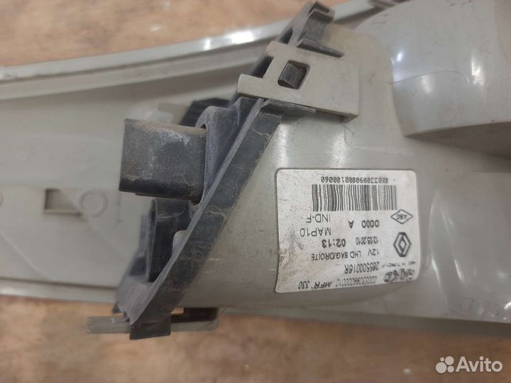 Фонарь наружный правый renault fluence