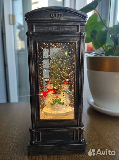 Фонарь новогодний со снегом музыкальный