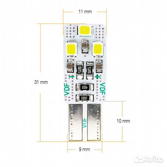 Светодиодные лампы VDF Light Foton с canbus W5W 57