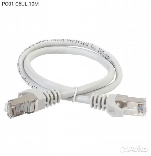 Патч-корд ITK UTP кат. 6 Серый 10 м, PC01-C6UL-10M