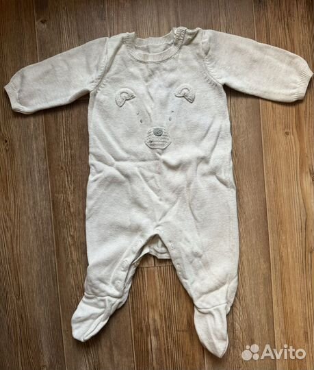 Вязаный боди, комбинезон Мишка 62 размер