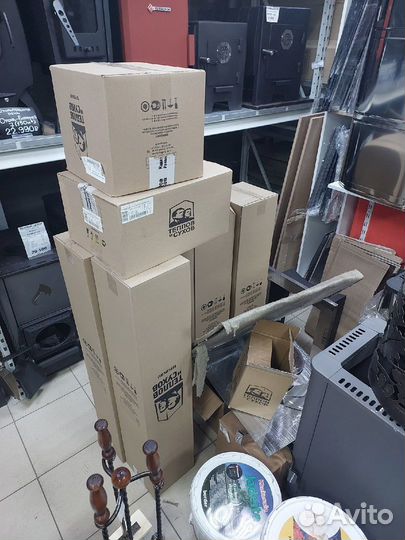 Круглая печь для бани с баком