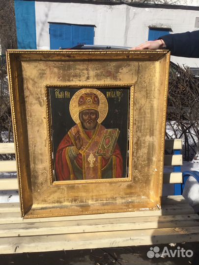 Храмовая Икона.Сусалка.Николай Чудотворец.Antiq