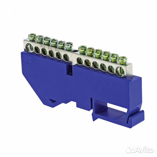 Шина нулевая N 6х9 14 отверст. цинк син. изолятор на DIN-рейку PROxima EKF sn1-63-14-d