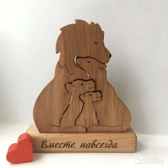 Деревянные фигурки. Семья мишек. Мишки из дерева