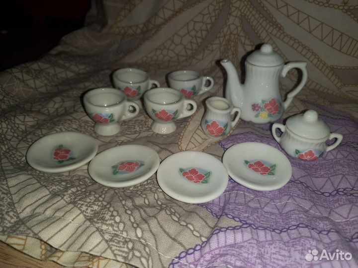 Сервиз кофейный чайный куклы игрушки мини