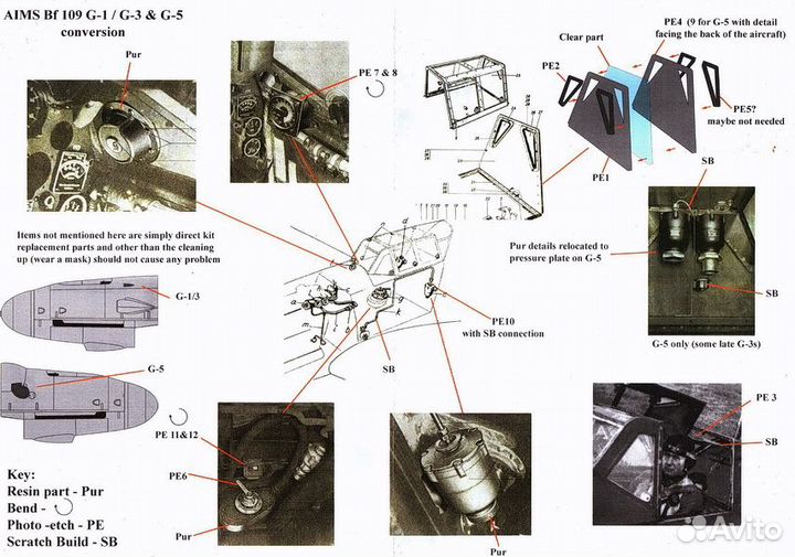 1/32. aims. 32P013. Bf-109G-3 conversion