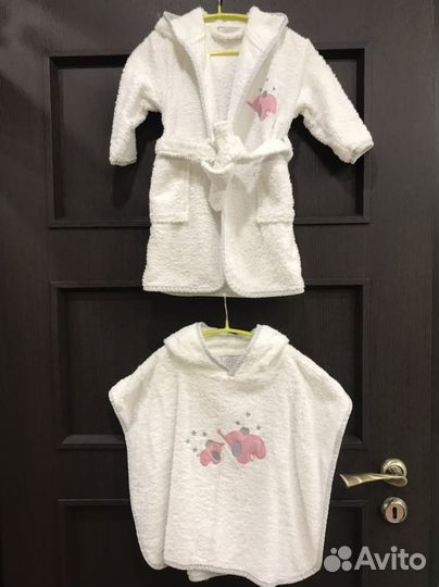 Махровый халат и пончо набор детский 86-92 р-р