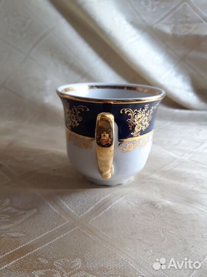 Чайная пара. Мадонна. Богемия. Кобальт. Позолота