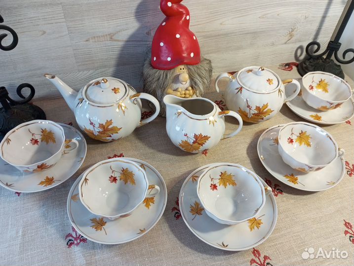 Чaйные cepвизы Дулевo Золотая лента, Кленовый лист