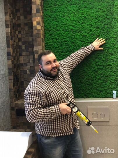 Стабилизированный мох, ягель, кочка, пласт, панно