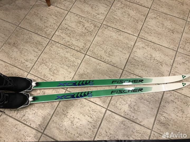 Лыжи беговые fisher с ботинками на 38 размер. Б/у