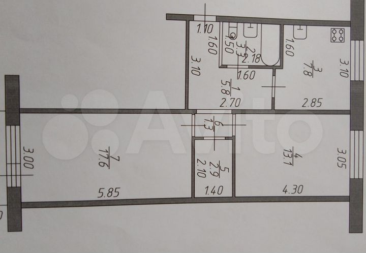 2-к. квартира, 51,8 м², 1/5 эт.