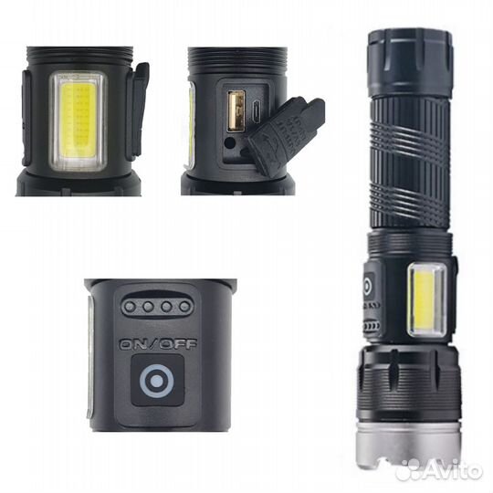Фонарик ручной огонь Н-845-P100 LED zoom
