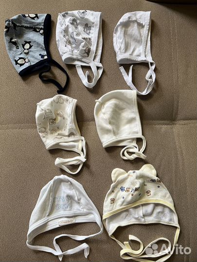 Детские шапочки для новорожденных белые