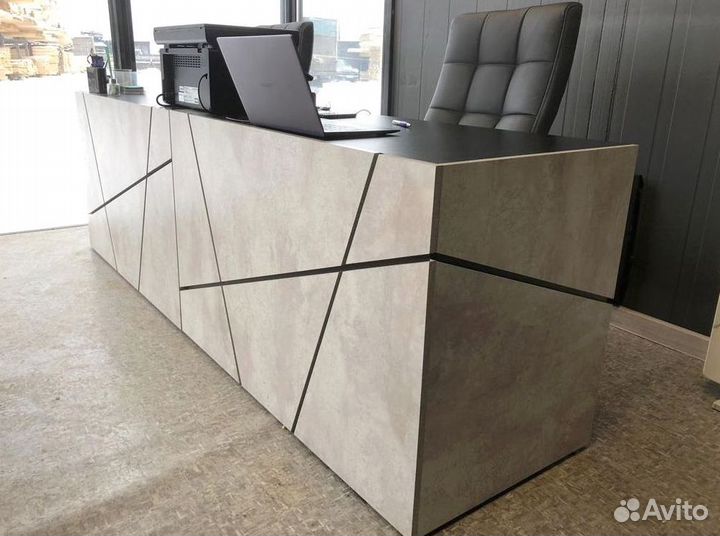 Стол руководителя Концепт Серый Мрамор