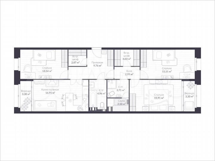 4-к. квартира, 102 м², 3/3 эт.