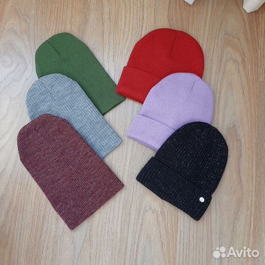 Новые женские шапки бини двойные