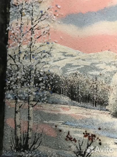 Картина из каменной крошки, рамка из нат. камня