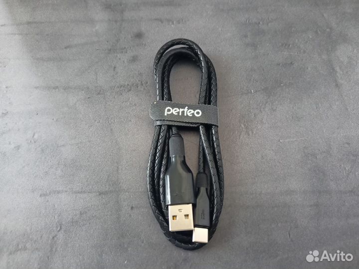 Type-C - USB2.0 кабель 1 м Perfeo, черный, силикон