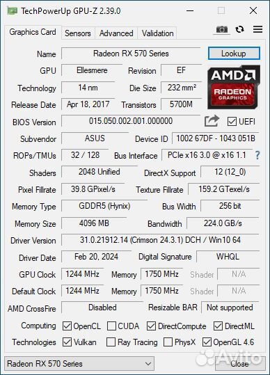 Asus RX 570 Expedition 4G