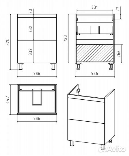 Тумба под раковину Misty п-атл-01060-0112я Белая