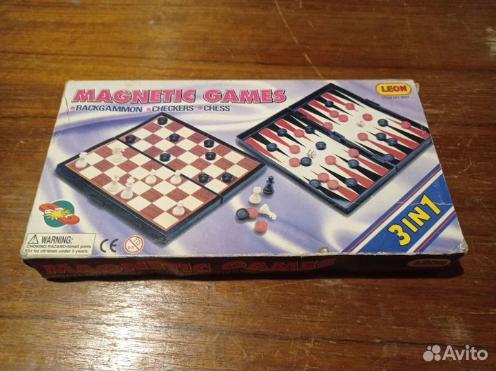 Шахматы, шашки, нарды магнитные, 3 в 1, дорожные