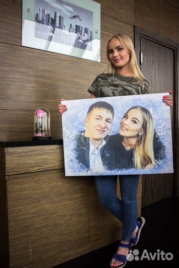 Портрет на холсте по фото на день всех влюбленных