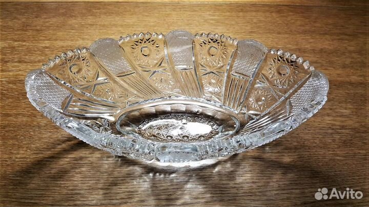 Ваза салатник ладья хрустальная большая СССР