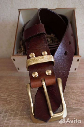 Ремень мужской кожаный ручной работы