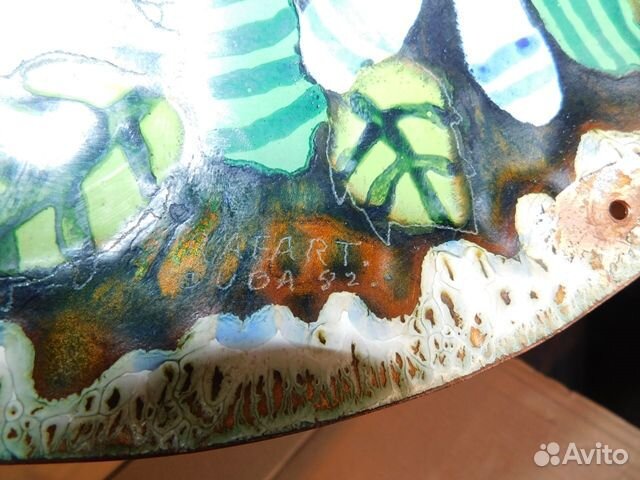 Антикварное, настенное, медное панно в эмалях 1982