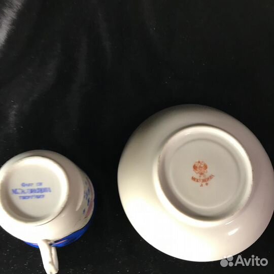 Чайная пара Кузнецов Роспись Редкие клейма Люкс