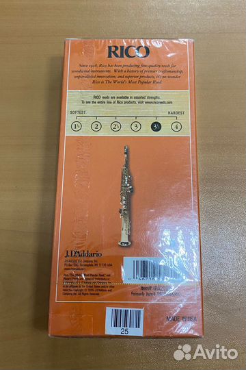 RIA2535 трости rico для сопрано саксофона, №3.5