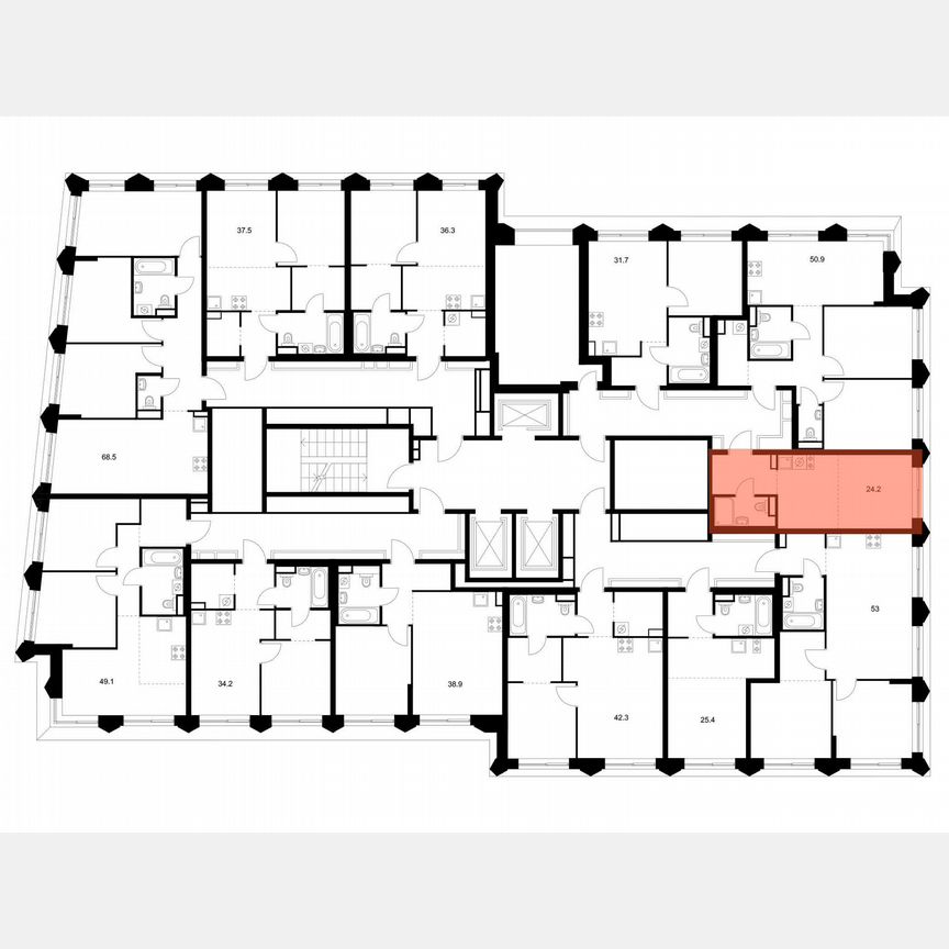 Квартира-студия, 24,2 м², 23/26 эт.
