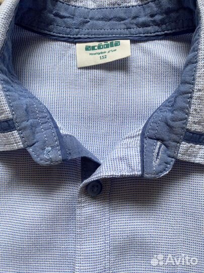 Рубашка на мальчика 152 см голубая Acoola
