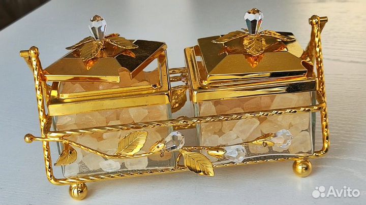 Сахарница двойная с кристаллами Сваровски